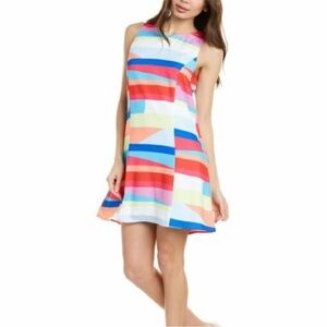 Crosby by Molly Burch Collins rainbow stripe mod dress size small
